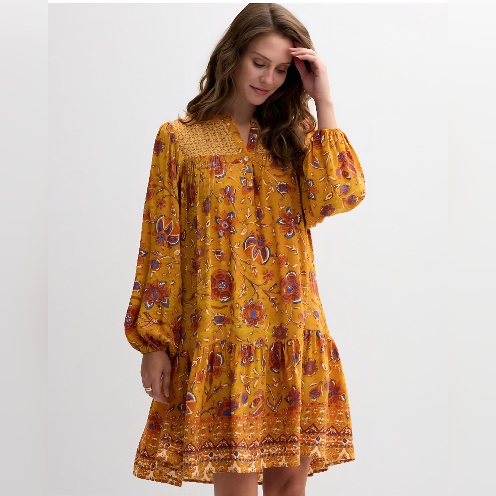 NWT Farmers Market Kohl's Dress Size XL Mixed Print Boho Floral Blouson Flowy - Picture 5 of 15